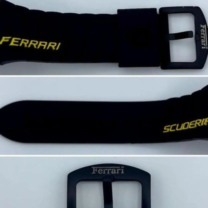Ferrari Classic Chronograph Wrist Watch Black Yellow Stainless Steel