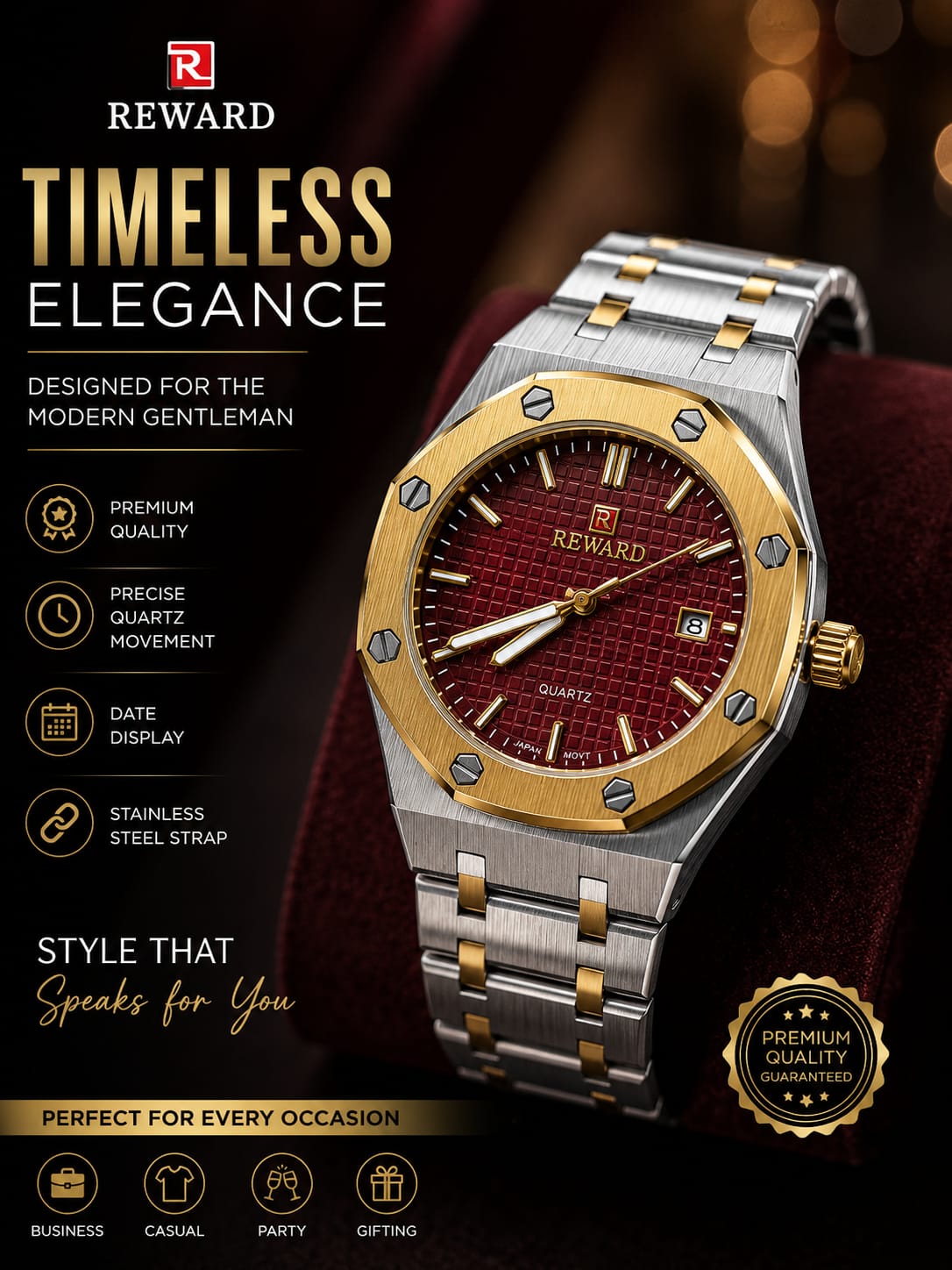 Reward Timeless Elegance Premium Men's Luxury Watch