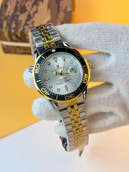eward Submariner Premium Men's Watch – Gold & Silver Stainless Steel